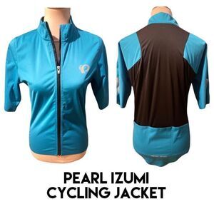 Pearl iZumi Womens Atheletic Tops Full Zip Half  Sleeve Turquoise Medium-NWOT